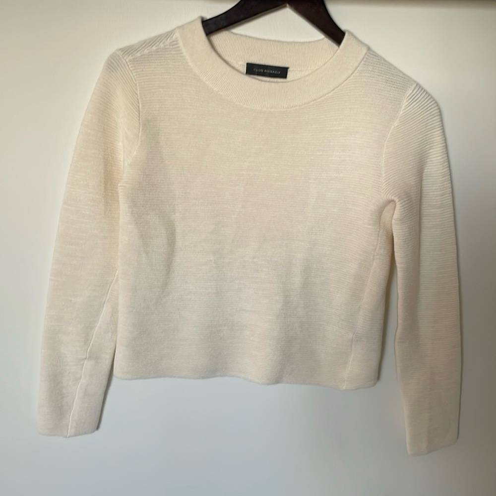 Club Monaco Wool Bend Cream Sweater
